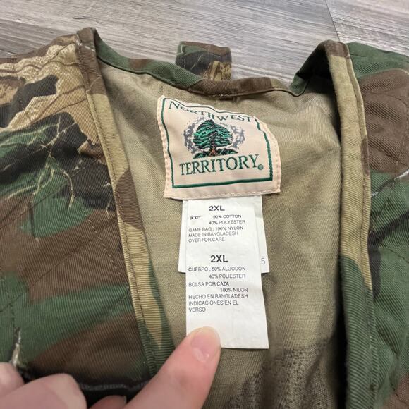 Vintage Northwest Territory Vest Hunting Camo Men's 2XL Cargo 90s Green Brown - Picture 4 of 7